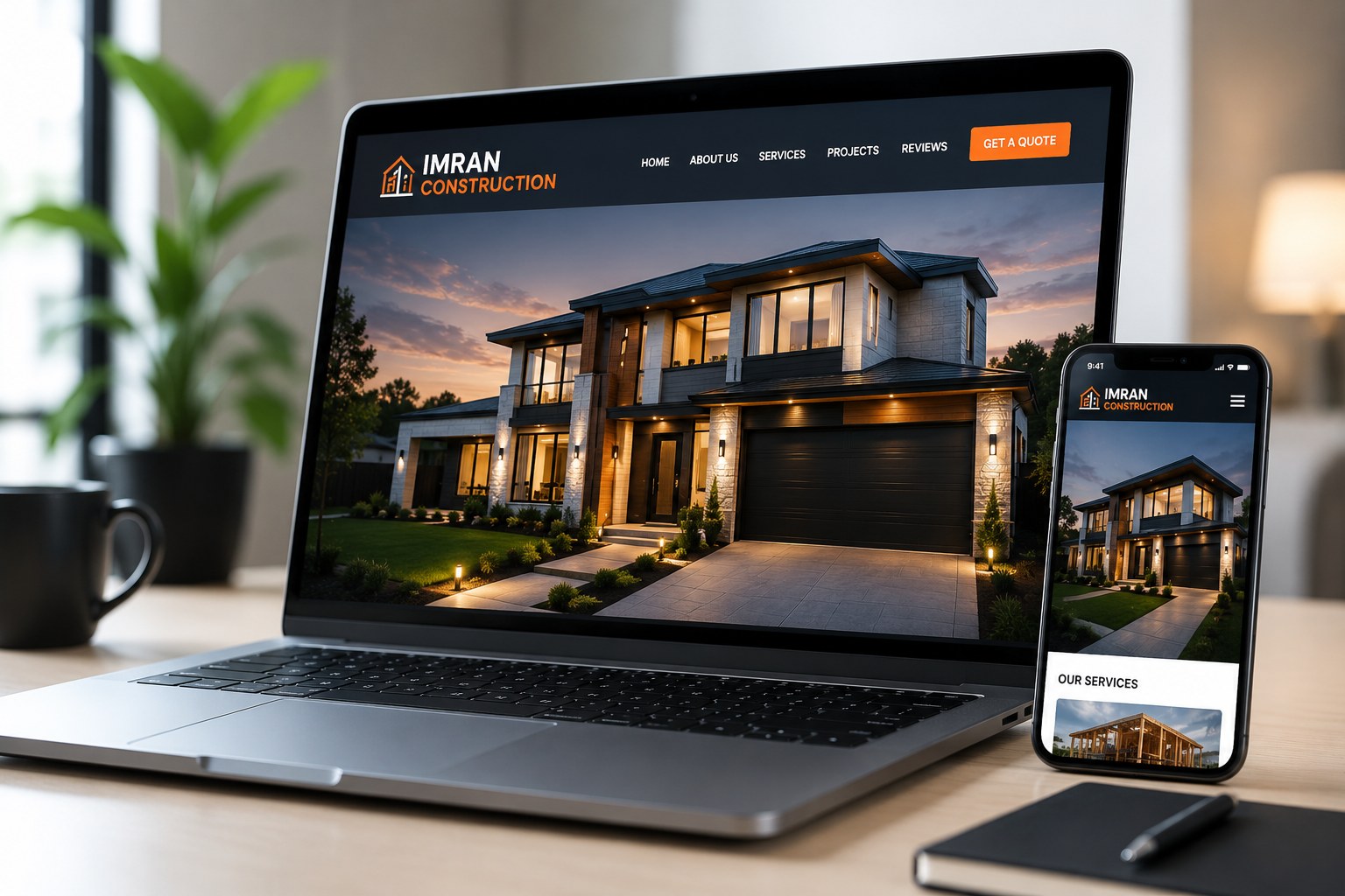 Website design laptop mockup